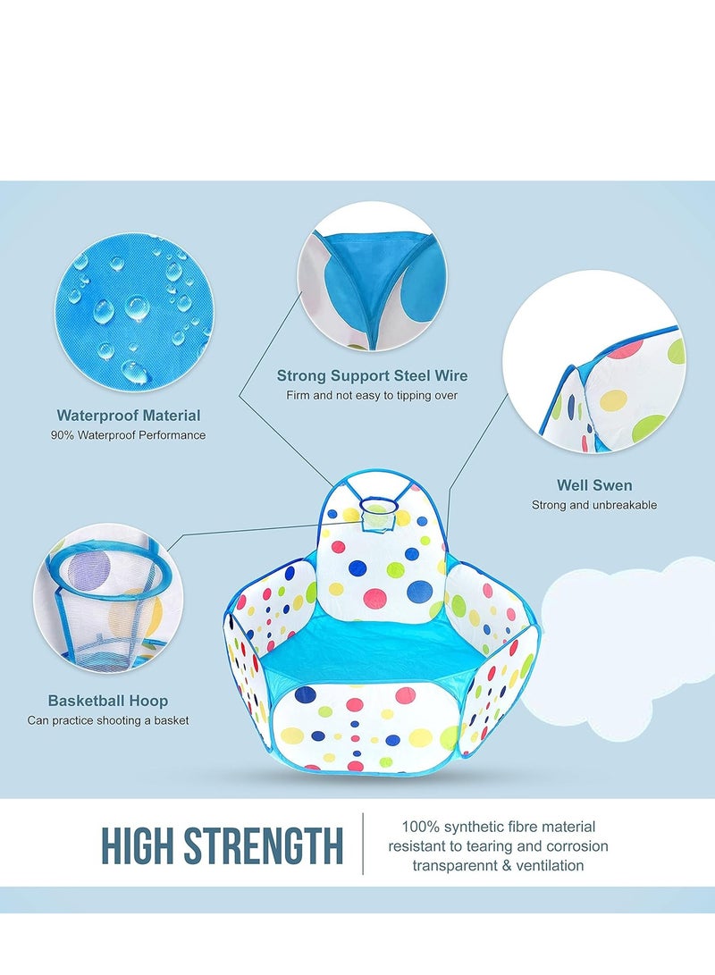 | Kids Playpen with Basketball Hoop | Lightweight Foldable Play Tent for Kids Blue | Portable Foldable Ball Pool with Zippered Storage Bag | (Balls Not Included) (Blue) - Image 4