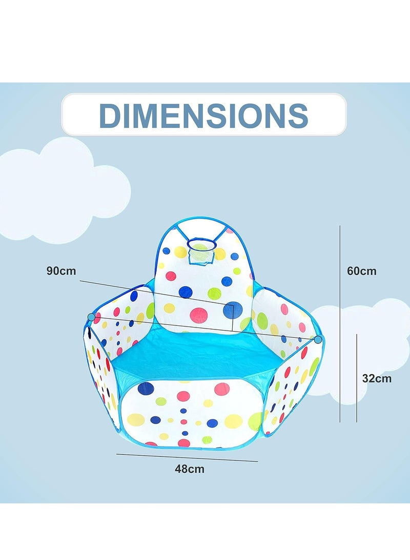 | Kids Playpen with Basketball Hoop | Lightweight Foldable Play Tent for Kids Blue | Portable Foldable Ball Pool with Zippered Storage Bag | (Balls Not Included) (Blue) - Image 2