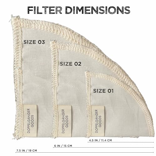 Doppeltree (2-Pack) Reusable Organic Cotton Pour Over Cone Filters for Hario V60, Chemex, Kalita and Origami Style Filters — Pourover Coffee Filter Maker Cup Ceramic, Glass, Plastic Dripper (Size 02, 2-4 Cups) - Image 5