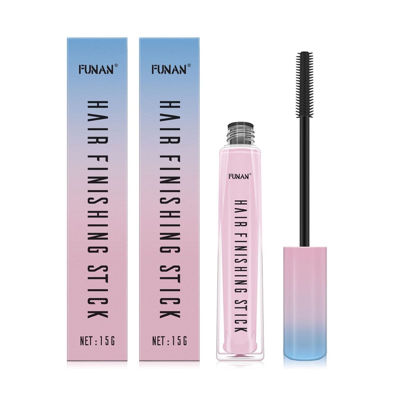 FUNAN عصا إنهاء الشعر 2 عبوة، عصا شعر لتثبيت الشعر المتطاير، كريم إنهاء للشعر المكسور الصغير، غير دهني وغير لزج - Image 1