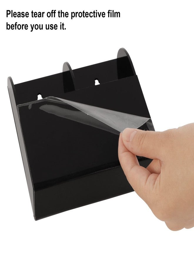 Yeeco Acrylic Remote Control Holder Wall Mount 2 Compartments, Black Remote Holder Wall Mount, 5.3’’×1.6’’×5.6’’ Wall Pen Holder, Pen Holder for Wall, Remote Control, Pens, Makeup, Key - Image 4