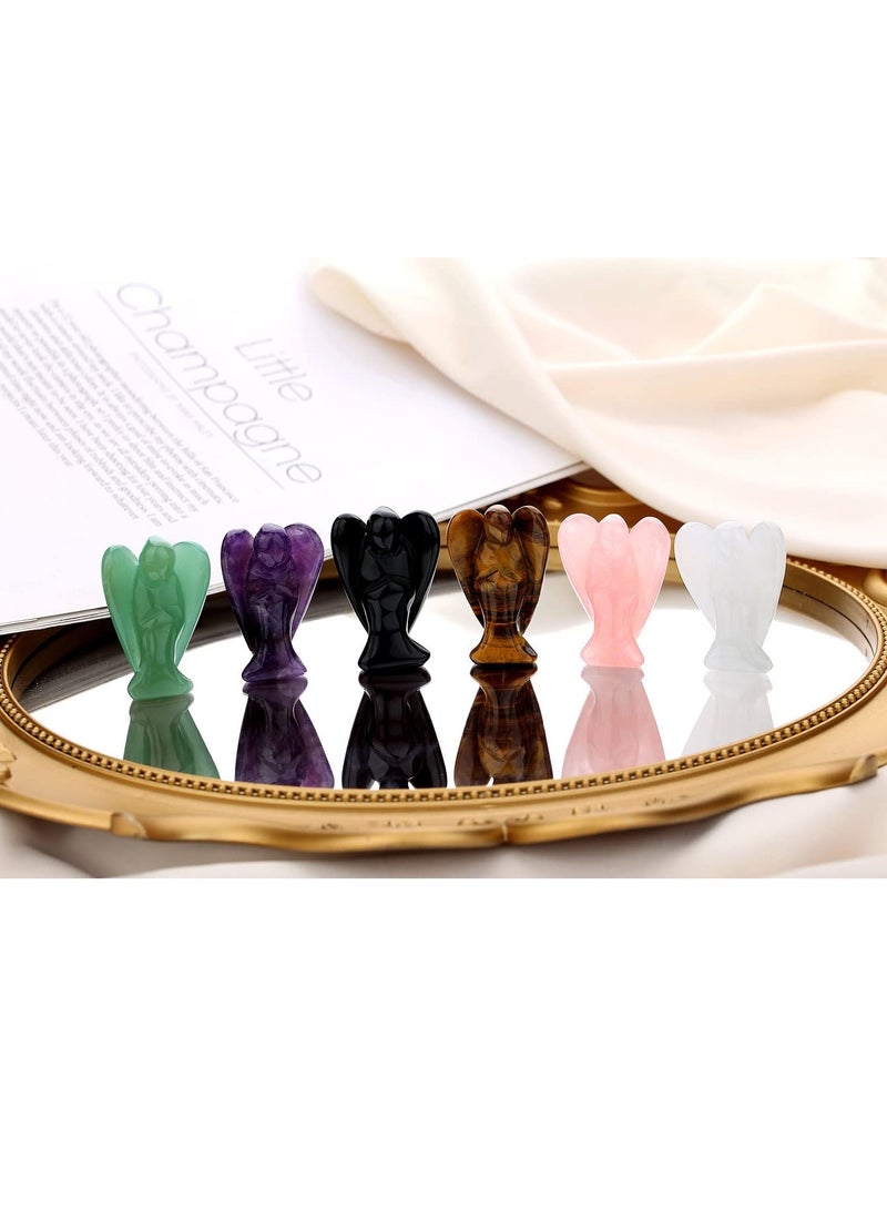 SYOSI 5PCS Crystal Decor Figurines 1.5"Amethyst Rose Quartz Opal Black Obsidian Tiger Eye Polished Stones Statue Cute Carved Gemstone Room Office Desk Guardian Home Reiki Pocket - Image 3