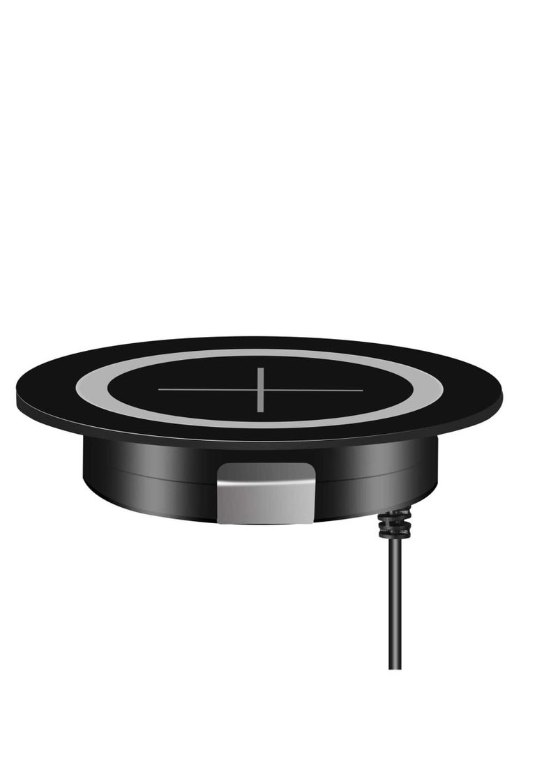 SOLARAE Invisible Wireless Charger, Desk Wireless Charger, Desktop Grommet Power Wireless Charging Pad, for iPhone, Samsung, Airpods and All Phones with Wireless Charging (Black) - Image 4