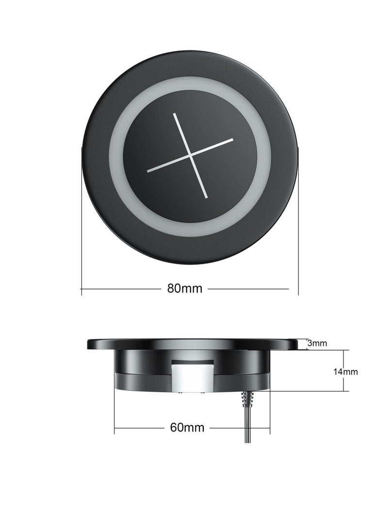 SOLARAE Invisible Wireless Charger, Desk Wireless Charger, Desktop Grommet Power Wireless Charging Pad, for iPhone, Samsung, Airpods and All Phones with Wireless Charging (Black) - Image 5