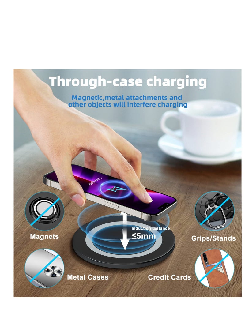 SOLARAE Invisible Wireless Charger, Desk Wireless Charger, Desktop Grommet Power Wireless Charging Pad, for iPhone, Samsung, Airpods and All Phones with Wireless Charging (Black) - Image 3