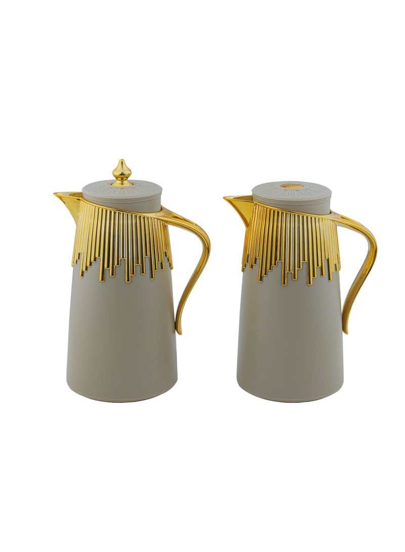 باصرة طقم ترامس فاخر باصرة للشاي والقهوة من قطعتين حجم  1 لتر عدة ألوان