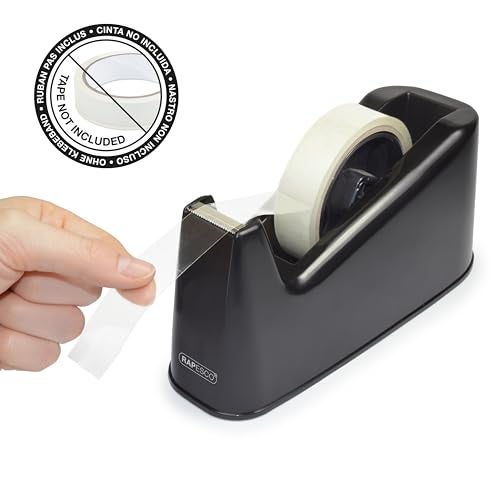 Rapesco RPTD500B 500 Heavy Duty Tape Dispenser, Tape Rolls up to 25 mm x 66 m - Black - Image 2