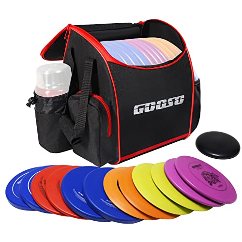 GOOSO Disc Golf Set with Bag - 12 PCS Flying Disc Golf Discs for Beginner with Putter, Midrange, Driver | Portable Disc Golf Backpack Holds 28+ Discs Free Stand Bag Design for Convenient Use - Image 1