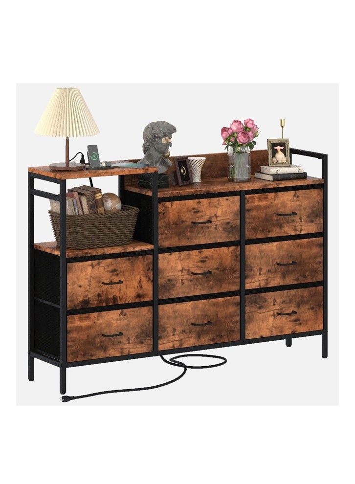 keke Dressing Storage  Model with Electric 8 Drawers For Home inside Room 52.36" inch Brown Color - Image 2