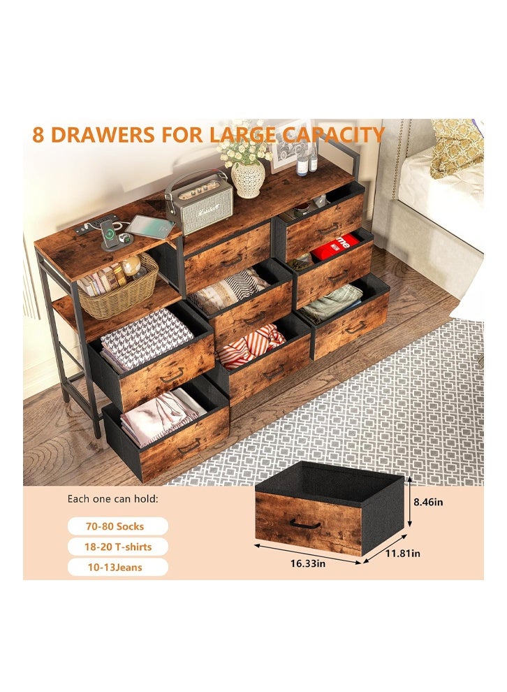 keke Dressing Storage  Model with Electric 8 Drawers For Home inside Room 52.36" inch Brown Color - Image 5