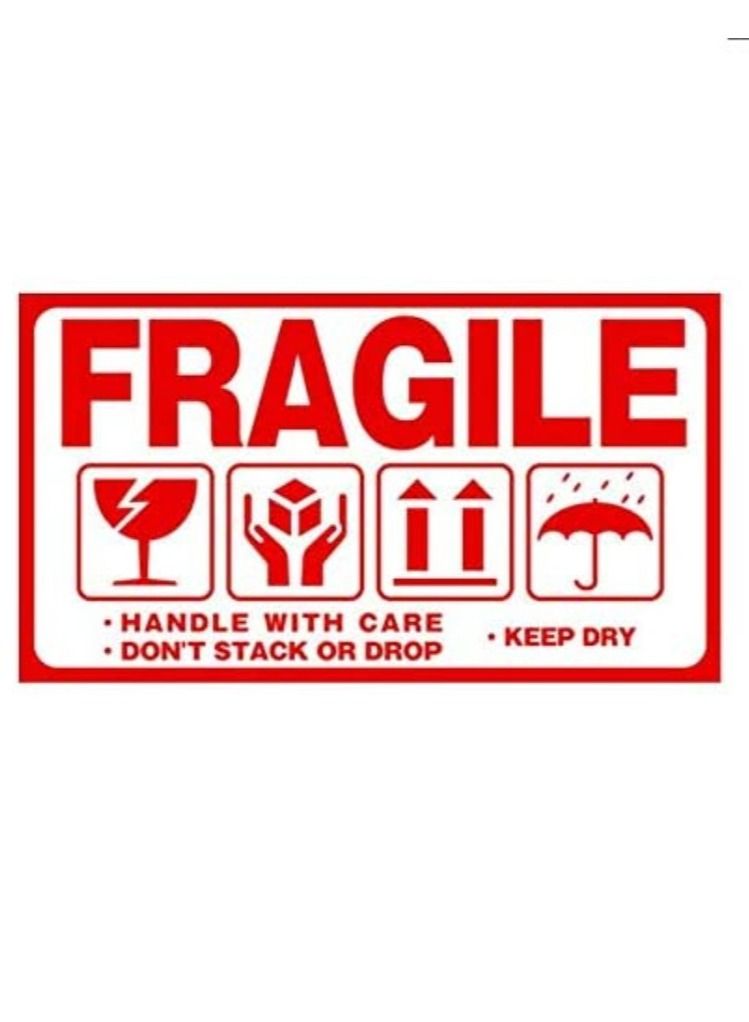 Rubik 250pcs Fragile Label Stickers for Safe Shipping, Red Fragile Handle With Care Don't Stack Drop Warning Stickers Label (5x9cm) - Image 1