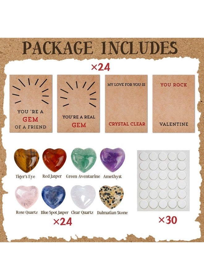 Laravel Valentine Day Gift - 24 Pack of Valentine Cards With Heart-Shape Crystals - Valentine Gift Exchange For Boys Girls Classroom School Party Favor  - Image 3