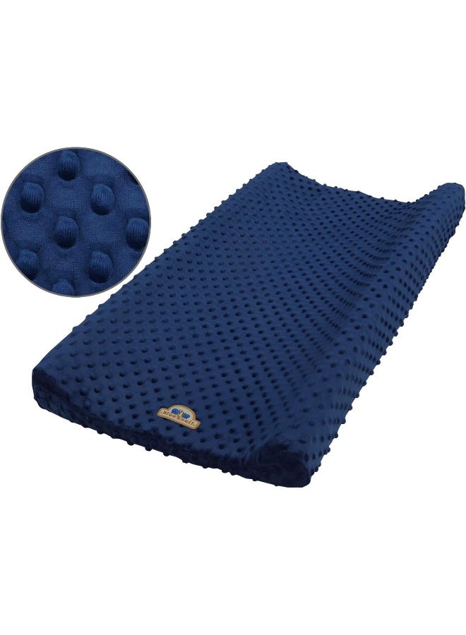 BlueSnail BlueSnail Ultra Soft Minky Dot Changing Pad Cover 2 Pack (Gray+Navy, 2 Pack) - Image 2