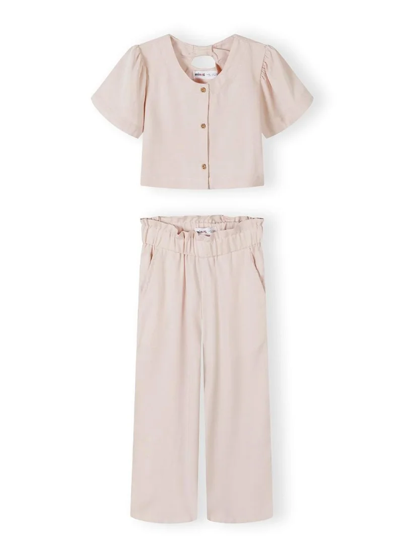 MINOTI Kids Girls Frill Sleeve Top And Wide Leg Trouser Set