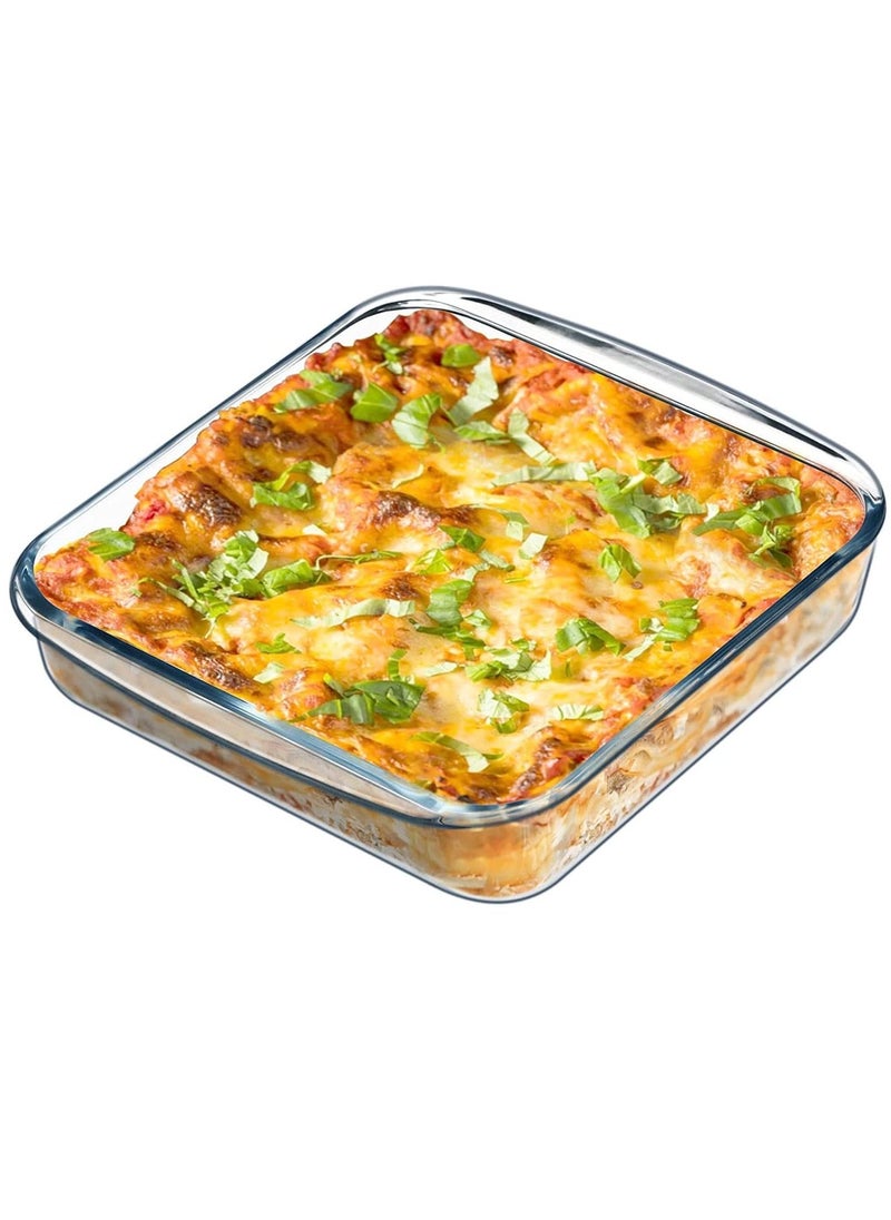 3Diamonds Baking Tray Glass  1600ml (Medium Size) Square, Baking Pan,  Glass Baking Dish, Baking Pans for Lasagna, Leftovers, Cooking, Kitchen, Freezer-to-Oven and Dishwasher  - Image 1
