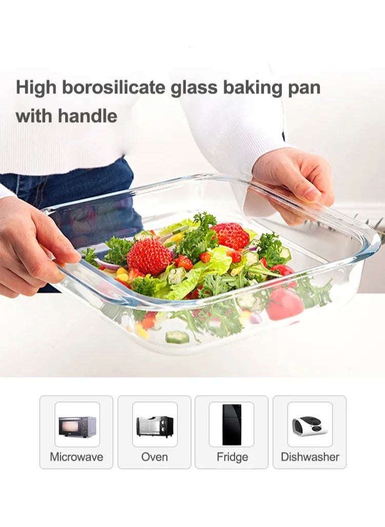 3Diamonds Baking Tray Glass  1600ml (Medium Size) Square, Baking Pan,  Glass Baking Dish, Baking Pans for Lasagna, Leftovers, Cooking, Kitchen, Freezer-to-Oven and Dishwasher  - Image 2