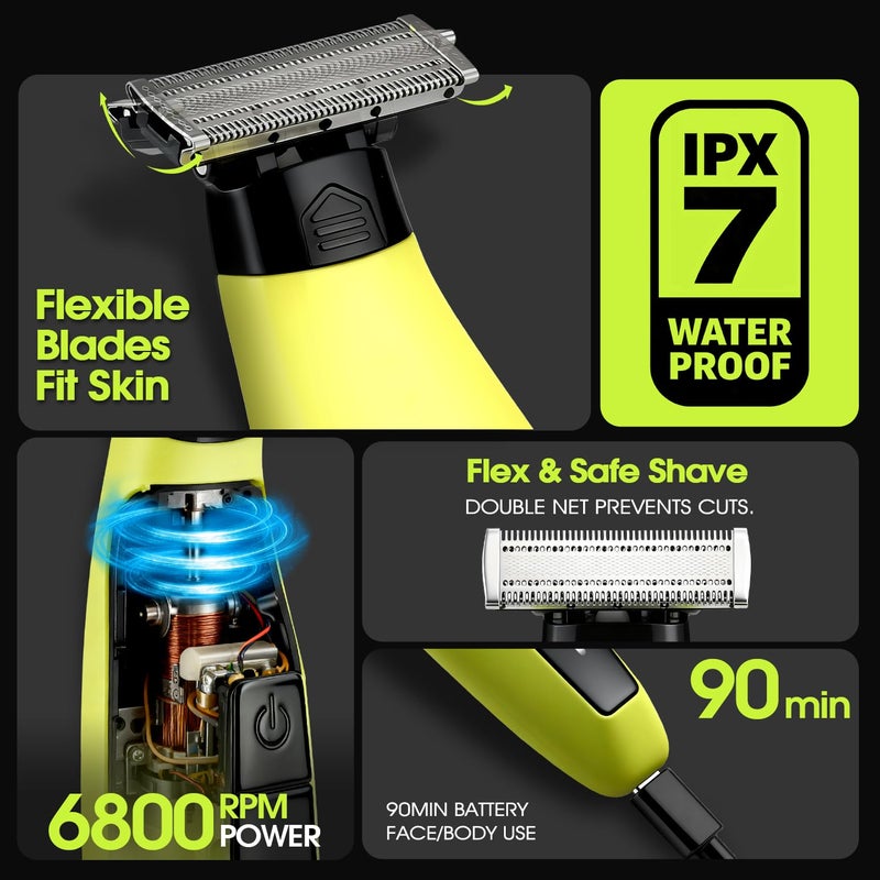 DSP Electric Beard Trimmer and Shaver, Face & Body Hair Trimmer for Men, Travel Lock, Low Noise, Electric Razor for Teen Boys, Facial Trimmer for Men, Waterproof - Image 3