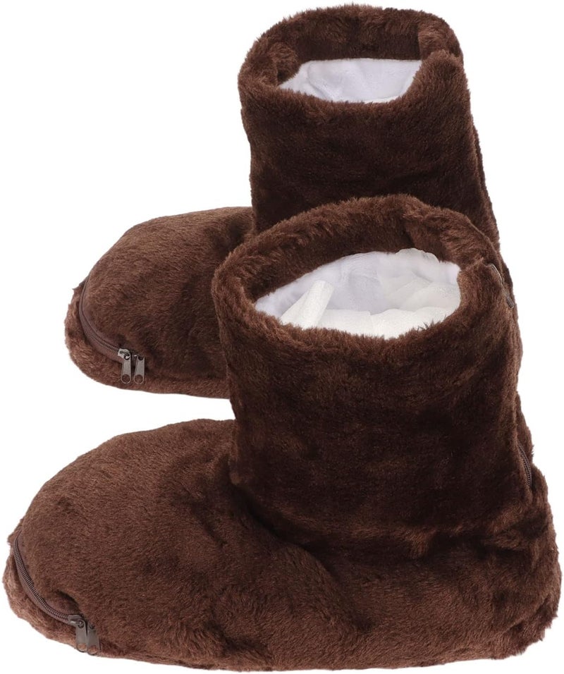 klarako Electric Heating Shoes,USB Heating Slippers Plush Soft Inside Slip Resistance Warm Heated Shoes Keep Warm Washable Heating Shoes Car 3646 (Brown) Brown - Image 1