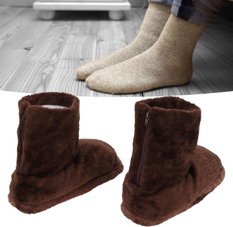 klarako Electric Heating Shoes,USB Heating Slippers Plush Soft Inside Slip Resistance Warm Heated Shoes Keep Warm Washable Heating Shoes Car 3646 (Brown) Brown - Image 4