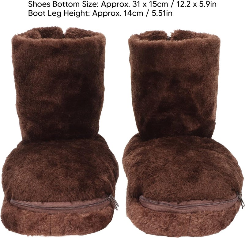 klarako Electric Heating Shoes,USB Heating Slippers Plush Soft Inside Slip Resistance Warm Heated Shoes Keep Warm Washable Heating Shoes Car 3646 (Brown) Brown - Image 5