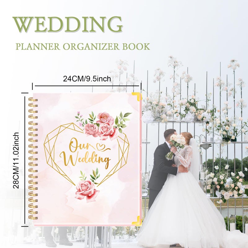 BLESWIN Wedding Planner For Bride-Bridal Wedding Planning binder With 5 Tabbed Sections+Wedding Countdown Calendar,Unique Engagement Gifts For Couples,Pink Love - Image 4