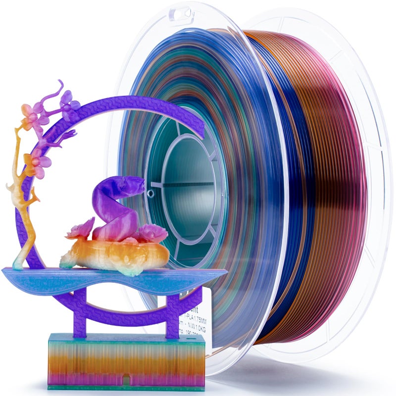 ZIRO Fast Color Changing PLA, Transluent Multicolor Filament 1.75mm, 3D Printing Material, 1kg Spool, Dimensional Accuracy +/-0.03mm, Fit Most 3D Printers, Crystal Prism - Image 1