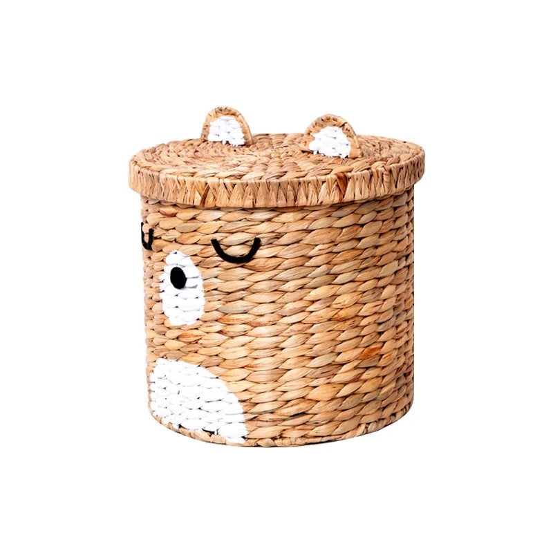 Y&D Modern Eco-Friendly Large Water Hyacinth Laundry Basket with Adorable Animal Ears - Natural Woven Hamper for Laundry Room Storage - Image 3