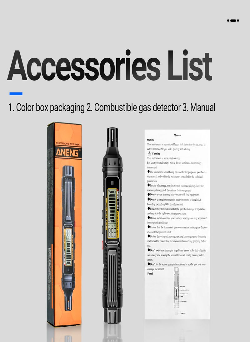ANENG ANENG GN805 Combustible Gas Leak Detector 50~1000PPM Sound Alarm Gas-sensitive Semi-conduct Analyzer LCD Backight Environmental Tester Tools - Image 2