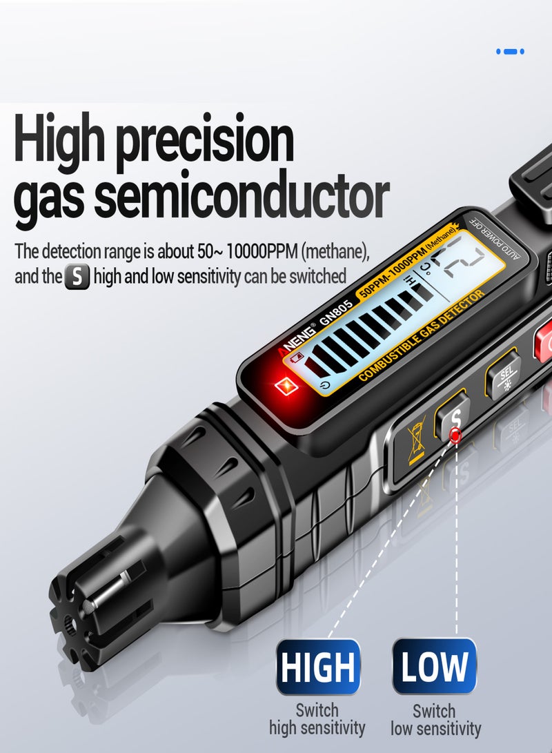 ANENG ANENG GN805 Combustible Gas Leak Detector 50~1000PPM Sound Alarm Gas-sensitive Semi-conduct Analyzer LCD Backight Environmental Tester Tools - Image 4