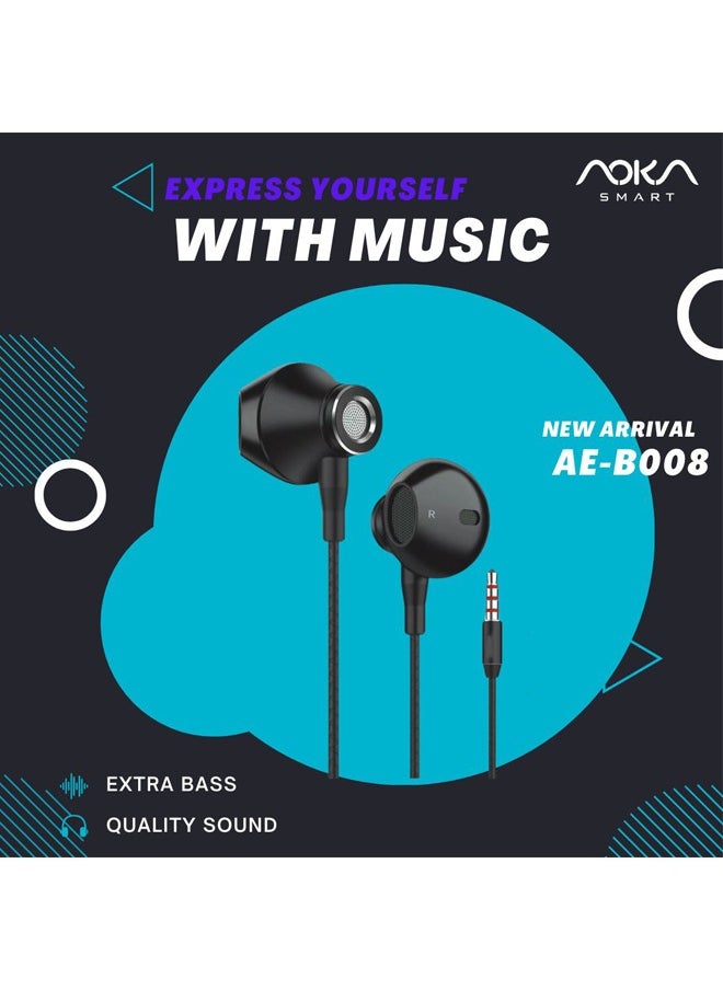 AOKA SMART - سماعات أذن مع ميكروفون AE-B008 - أسود - Image 1