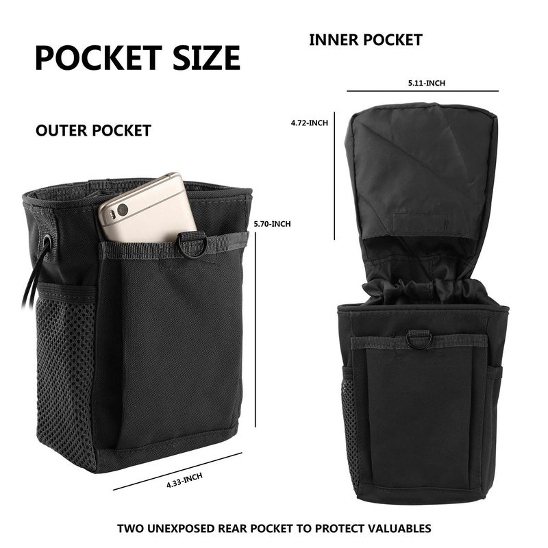 GGBuy Drawstring Highend Rock Climbing Chalk Bag Carabiner Diferent Pockets for Climbing Bouldering, Gymnastics, Gym Pouch, Cross Fit and Lifting to Securely Hold Phones and Valuables (Black) - Image 4
