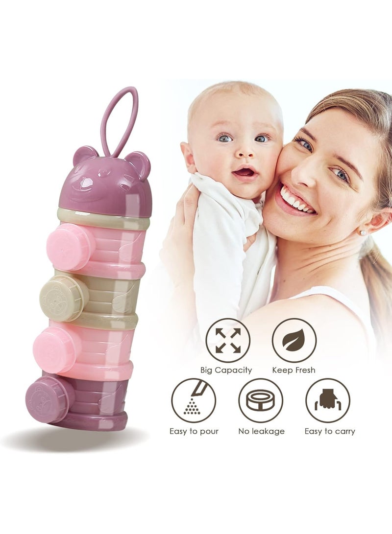 PTTIMFFM 2 Pack 4 Tier Baby Formula Dispensers, Portable Stackable Milk Powder & Snack Storage Containers, BPA Free Travel Food Organizers for Infants & Toddlers - Image 3