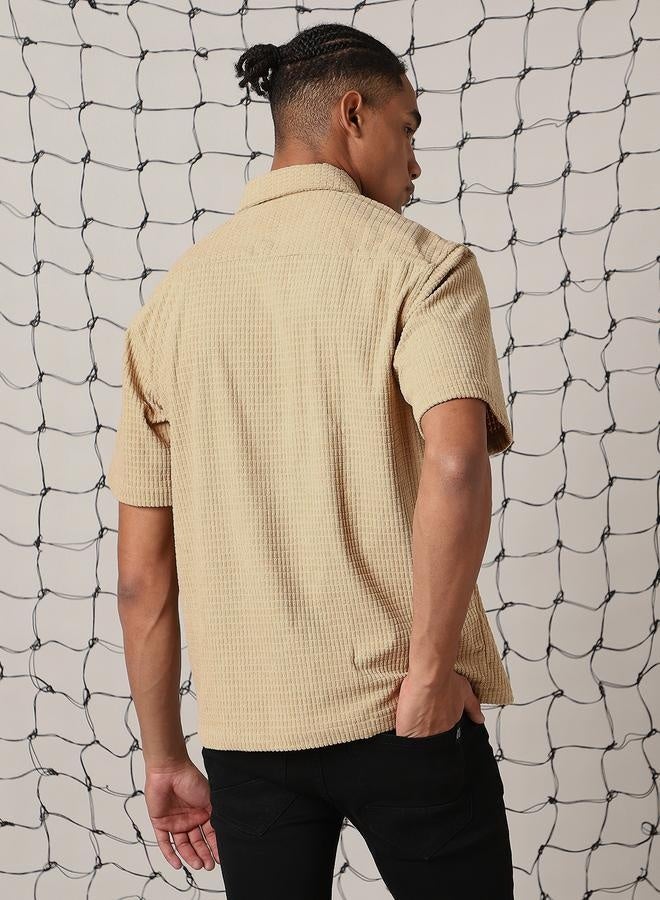 Hubberholme Oversized Spread Collar Solid Pattern Half Sleeve Button Closure Shirt for Men, Casual Comfort - Image 2