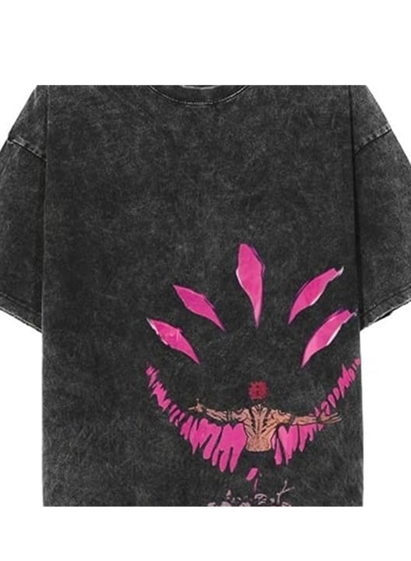 Washed retro T-shirt street hip hop anime Jujutsu Kaisen casual cotton summer short sleeves - Image 4