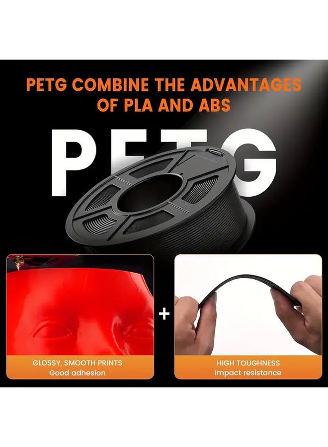 خيوط طابعة ثلاثية الأبعاد من PETG بقطر 1.75 مم، وزن 250 غرام، أسود اللون، عالية الدقة، عالية القوة، عديمة الرائحة، تدفق جيد، مقاومة للرطوبة، للاستخدام في الطباعة ثلاثية الأبعاد. - Image 4