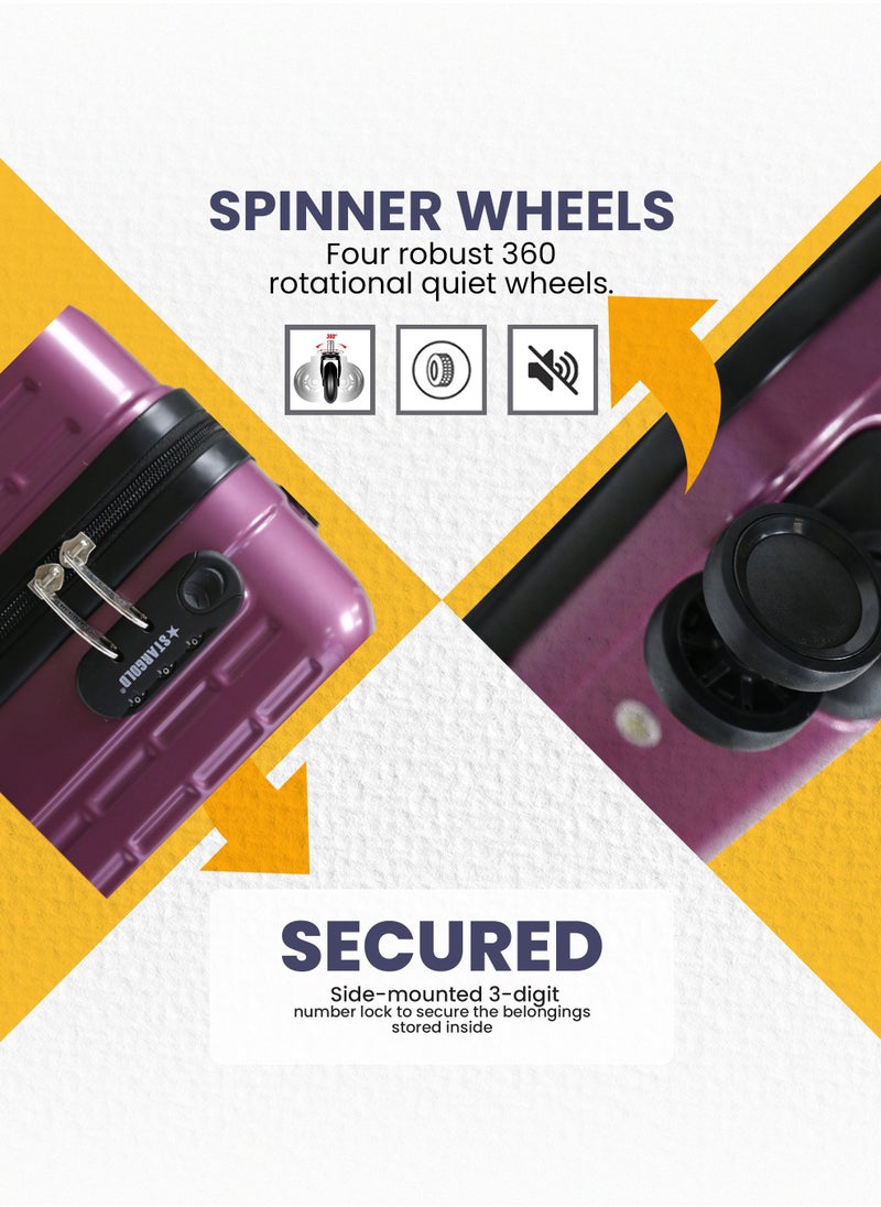 Stargold Single Hardside Spinner ABS Trolley Luggage With Number Lock Magenda 20 Inches  - Image 4