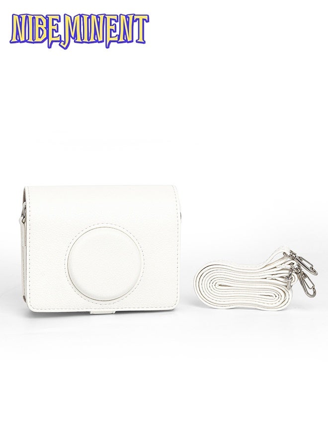 NIBEMINENT Case for Fuji Mini EVO Camera Compatible Camera with Adjustable Shoulder Strap in White Lychee Texture Horizontal Style - Image 1