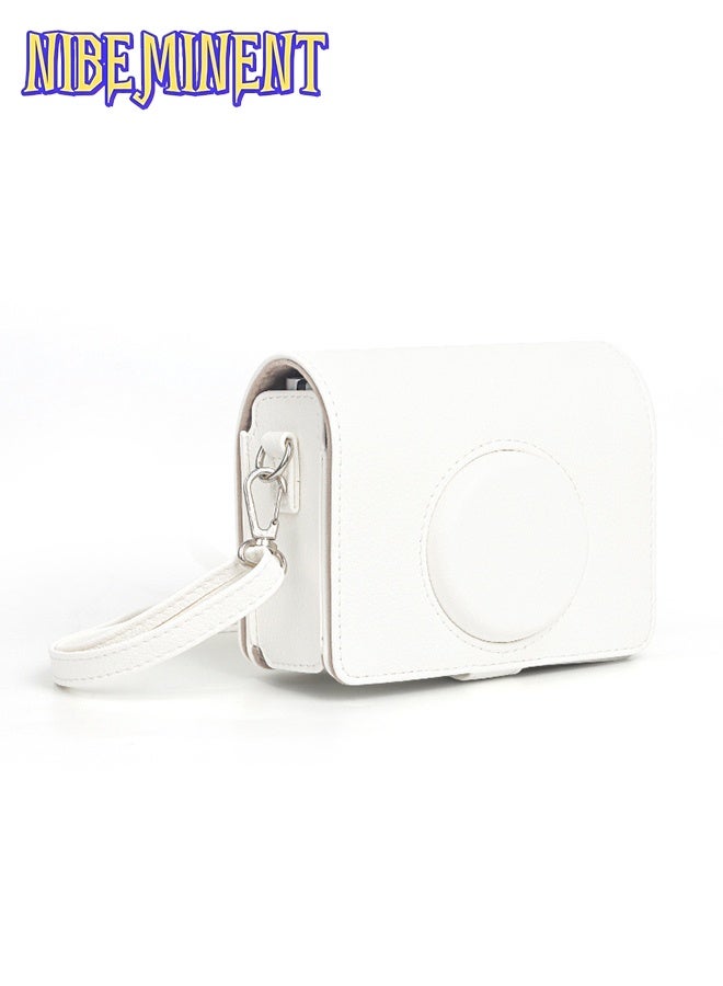 NIBEMINENT Case for Fuji Mini EVO Camera Compatible Camera with Adjustable Shoulder Strap in White Lychee Texture Horizontal Style - Image 3