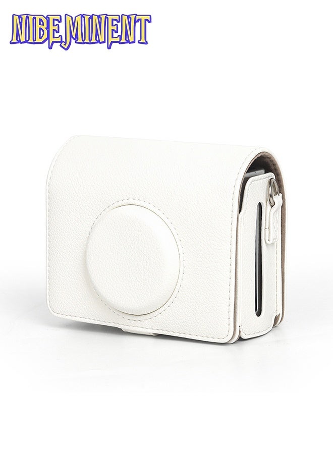 NIBEMINENT Case for Fuji Mini EVO Camera Compatible Camera with Adjustable Shoulder Strap in White Lychee Texture Horizontal Style - Image 5