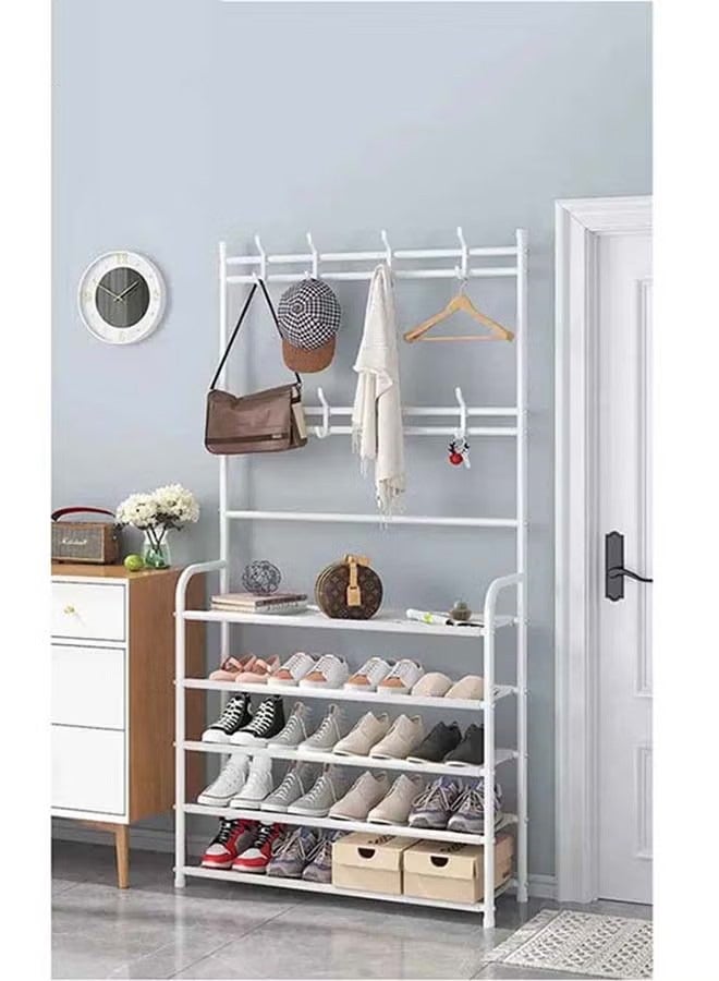 Beauenty 5-Tier Stainless Steel Coat And Shoes Rack For Home White 80x26x170cm - Image 2