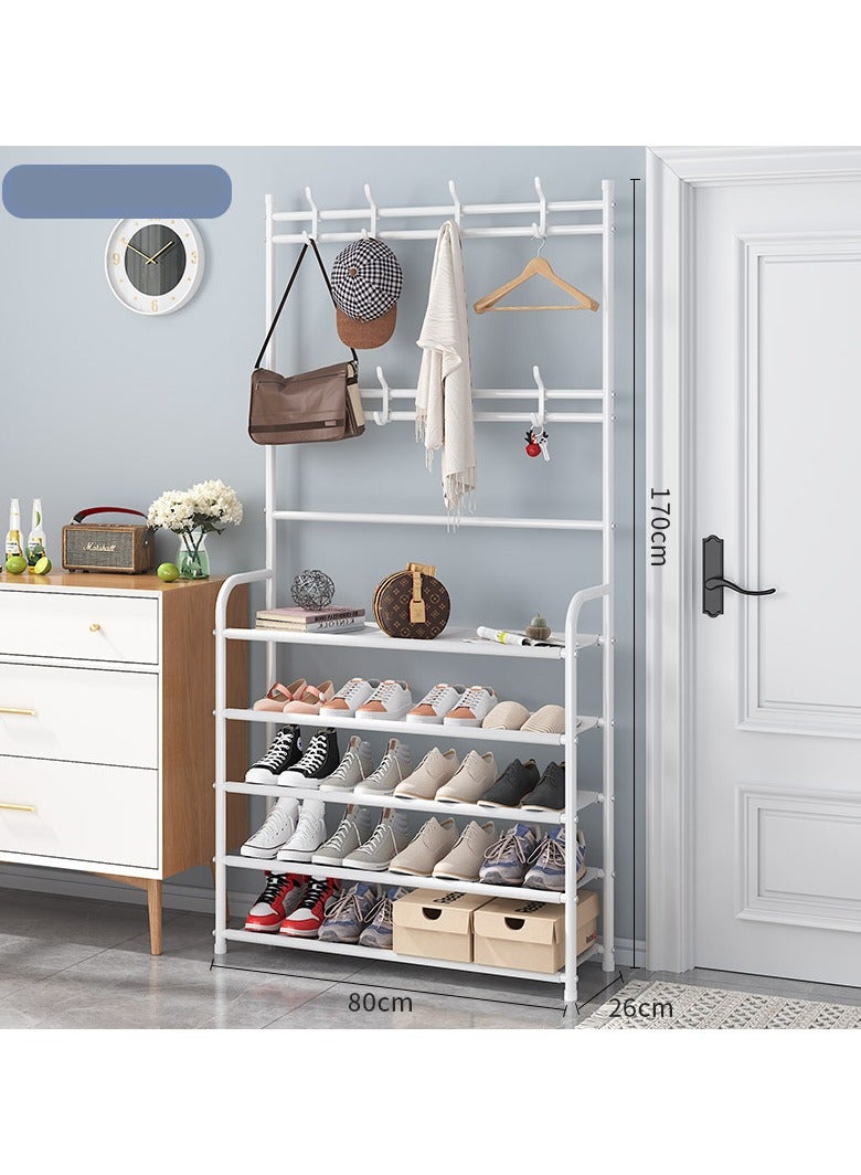 Beauenty 5-Tier Stainless Steel Coat And Shoes Rack For Home White 80x26x170cm - Image 3