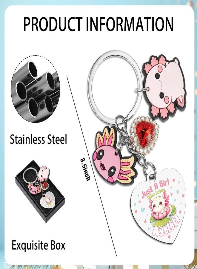 INCOK Pink Axolotl Gift keychain - Just a Girl who Loves Axolotl Key Chain Cute Animal Cartoon keyring Birthday Festival Thank You Appreciation Week Graduation Gifts for Women - Image 5