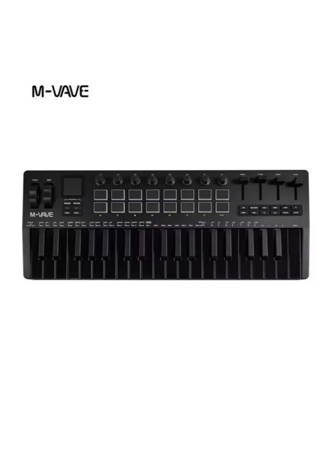 ام- فيفي M-vave SMK-37 PRO مُKeyboard MIDI متنقل بـ 37 مفتاحًا 16 لوحة RGB 4 مُتحكمات منزلقة 8 مشغلات مدمجة محرك صوتي FM أسطوري DX-7 - Image 1
