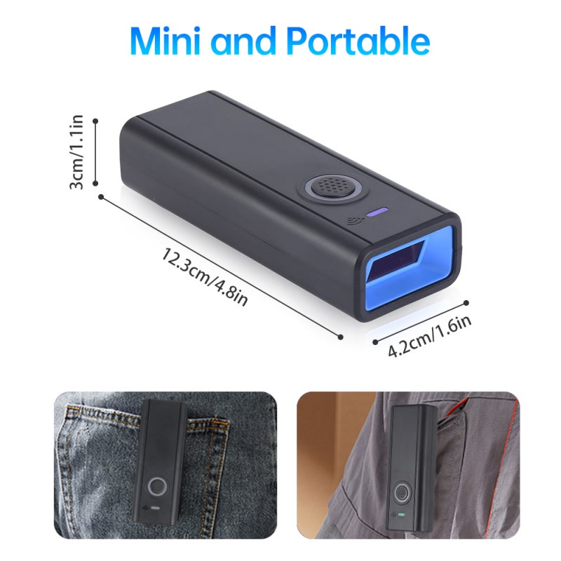 1D Barcode Scanner 2.4G Wireless/BT/USB Wired Connection Mini Barcode Reader Support Screen and Paper Codes Plug&Play Compatible with Window/Linux/Mac System for Library Book Inventory - Image 3