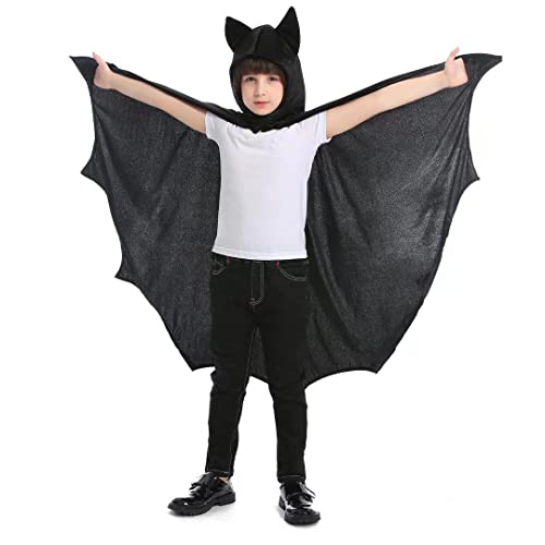 OLLULL Dress Up Costumes Cosplay Bat Cape with Hat for Kids Boys Girls Halloween Theme Party Favors Color Black 36 Years Old - Image 1