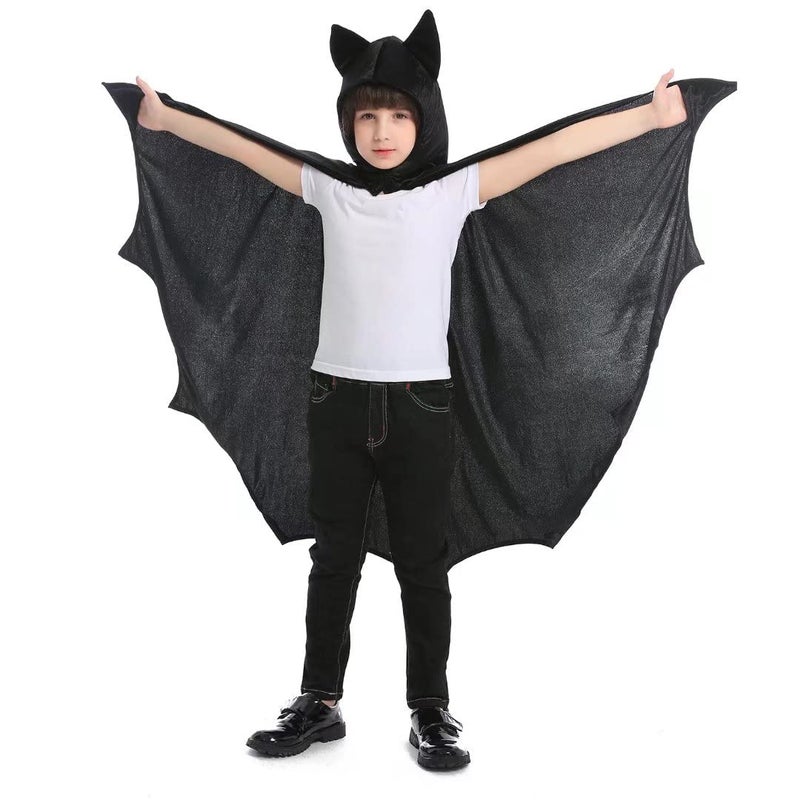 OLLULL Dress Up Costumes Cosplay Bat Cape with Hat for Kids Boys Girls Halloween Theme Party Favors Color Black 36 Years Old - Image 3