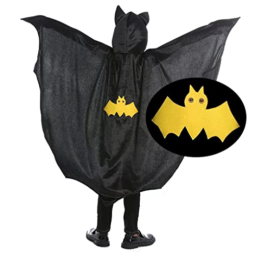 OLLULL Dress Up Costumes Cosplay Bat Cape with Hat for Kids Boys Girls Halloween Theme Party Favors Color Black 36 Years Old - Image 5