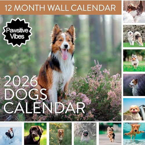 Eterna Goods 2026 Dog Wall Calendar | Cute Hanging Calendar with Adorable Dogs & Puppies Every Month, Large Monthly Fun Calendar Gift For Women & Men - Image 1