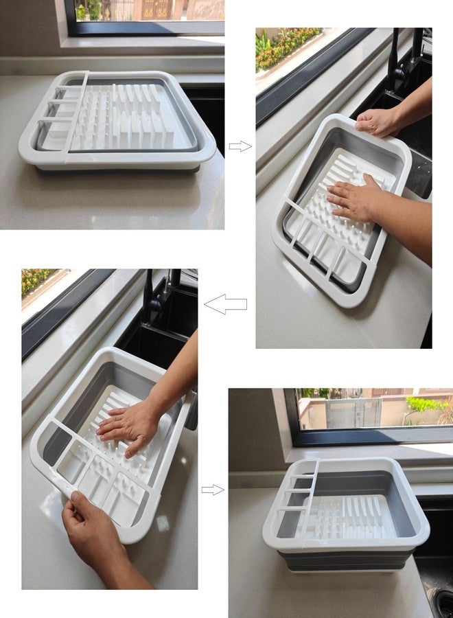 Craftend Collapsible Dish Drying Rack, Foldable Dinnerware Drainer Organizer for Storage Kitchen Counter RV Accessories Portable Rack Holders for Dishes Plates and Cups Camping Travelling Space Saver Essential - Image 3