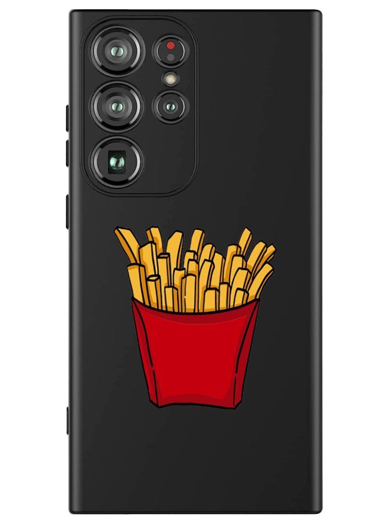 Theodor Protective Slim Fit Case Liquid Silicone Cover with Full Body Protection Anti-Scratch Shockproof Case For Samsung Galaxy S24 Ultra (Black) - Fries - Image 1